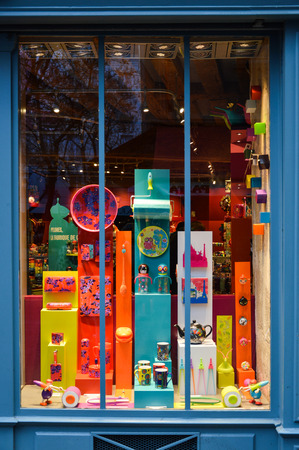 A colorful shop window in Paris Franceの写真素材