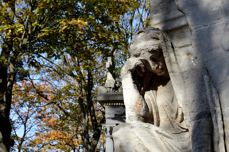 Statues in the Pere Lachaise cemetery Paris Franceの写真素材