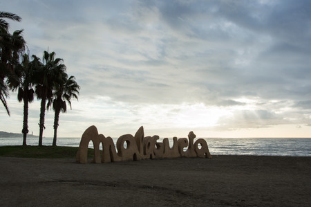 Malagueta beach in Malaga Spainの写真素材
