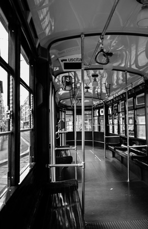 Old tram in Milan Italyの写真素材