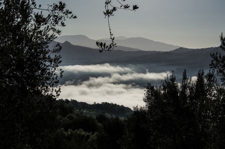 Mist over the valleyin Foria Campania Italyの写真素材