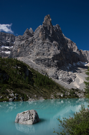 Lake Sorapis Dolomites Veneto Italyの写真素材