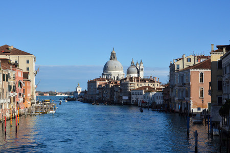 View of Santa Maria della Salute and Canal Grande Venice Italyの写真素材
