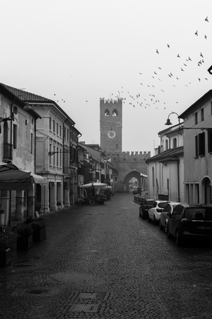 Clock tower in Noale, Italyの写真素材