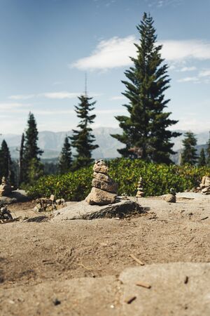 Close up of stacked stones in Sequoia National Park, California USAの写真素材