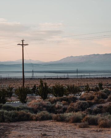 Sunrise over the California desert in Lone Pine USAの写真素材