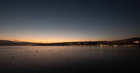 Sunset view of Posillipo in Naples Italyの写真素材