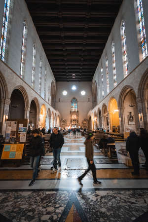 NAPLES, IT - 27 DECEMBER 2019: Inside view of the Basilica church of Santa Chiara in Naplesのeditorial素材