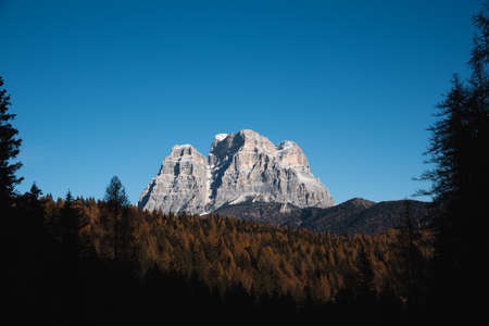 Autumn view of the mount Pelmo in the Dolomitesの写真素材
