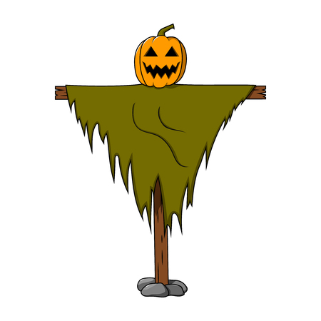 garden effigy with a cute face, halloween, harvesting.のイラスト素材