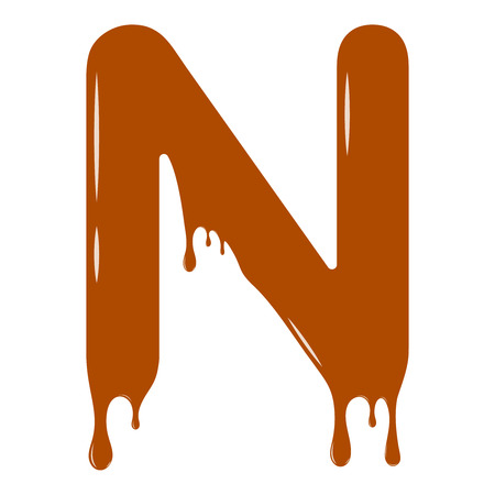 Vector set. Abc - festive alphabet. Chocolate splash. Holiday decoration element. Modern design. Chocolate letter - N.のイラスト素材