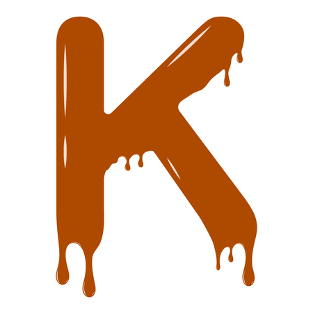 Vector set. Abc - festive alphabet. Chocolate splash. Holiday decoration element. Modern design. Chocolate letter - K.のイラスト素材