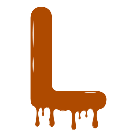 Vector set. Abc - festive alphabet. Chocolate splash. Holiday decoration element. Modern design. Chocolate letter - L.のイラスト素材