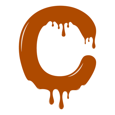Vector set. Abc - festive alphabet. Chocolate splash. Holiday decoration element. Modern design. Chocolate letter - C.のイラスト素材