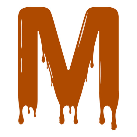 Vector set. Abc - festive alphabet. Chocolate splash. Holiday decoration element. Modern design. Chocolate letter - M.のイラスト素材