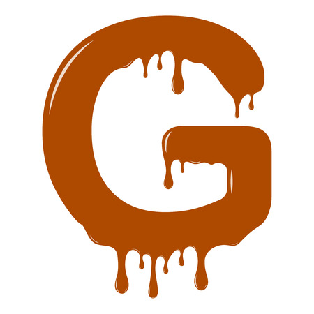 Vector set. Abc - festive alphabet. Chocolate splash. Holiday decoration element. Modern design. Chocolate letter - G.のイラスト素材