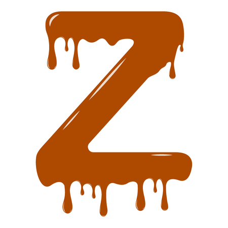 Vector set. Abc - festive alphabet. Chocolate splash. Holiday decoration element. Modern design. Chocolate letter - Z.のイラスト素材