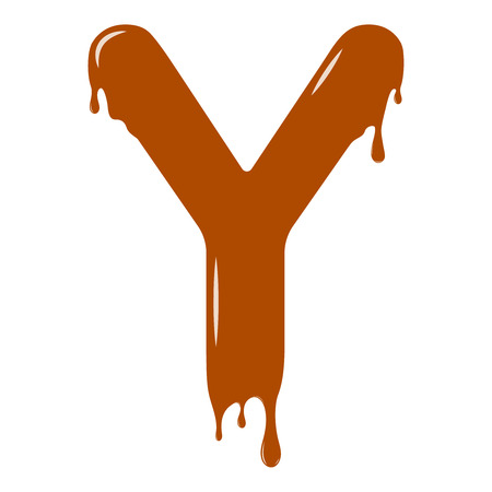 Vector set. Abc - festive alphabet. Chocolate splash. Holiday decoration element. Modern design. Chocolate letter - Y.のイラスト素材