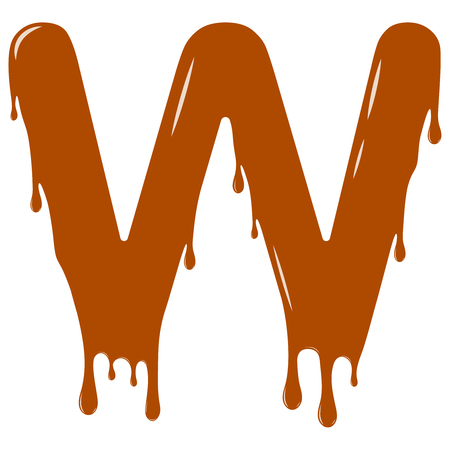 Vector set. Abc - festive alphabet. Chocolate splash. Holiday decoration element. Modern design. Chocolate letter - W.のイラスト素材