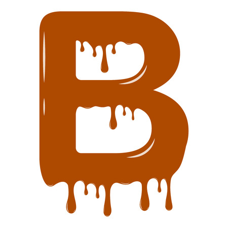 Vector set. Abc - festive alphabet. Chocolate splash. Holiday decoration element. Modern design. Chocolate letter - B.のイラスト素材