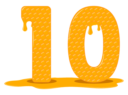 Honey is ten. Vector honey figurines. Tasty honey figurines. Beekeeping, honey, bees.のイラスト素材