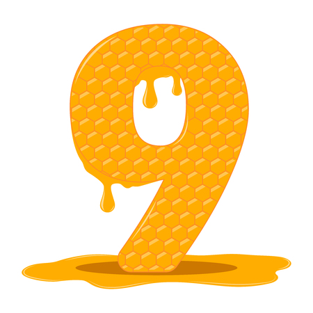 Honey is nine. Vector honey figurines. Tasty honey figurines. Beekeeping, honey, bees.のイラスト素材