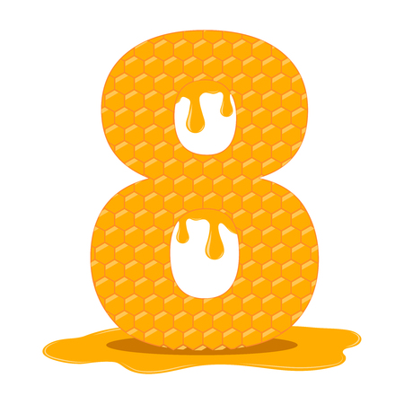 Honey is eight. Vector honey figurines. Tasty honey figurines. Beekeeping, honey, bees.のイラスト素材