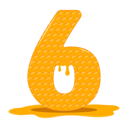 Honey is six. Vector honey figurines. Tasty honey figurines. Beekeeping, honey, bees.のイラスト素材