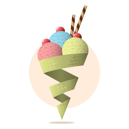 Ice cream, great design for any purpose. Vector illustration. Unusual dessert design.のイラスト素材