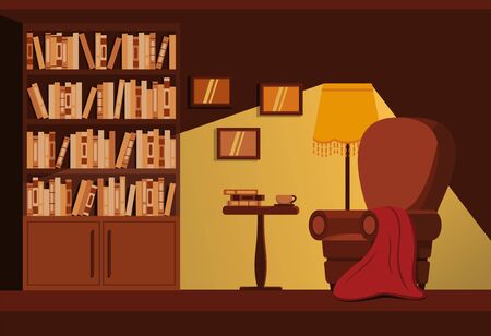 Relaxing with a book and cup of coffeeのイラスト素材