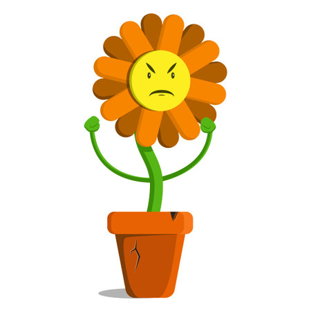 Vector illustration of an evil flower in cartoon style.のイラスト素材