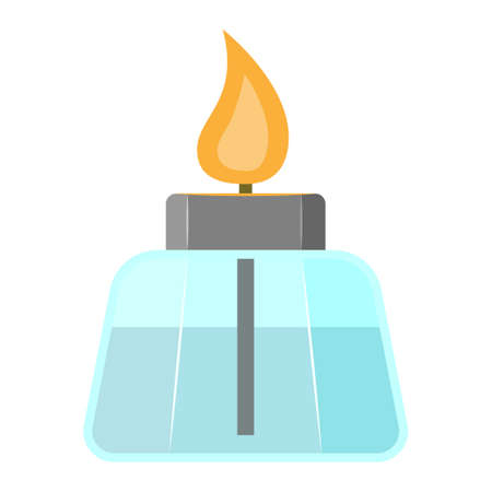 Alcohol burner. New full glass laboratory glassware with a combustible mixture, to accelerate chemical reactions.のイラスト素材