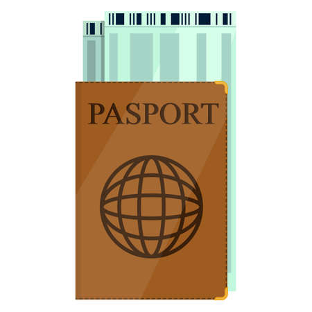 Passport Cover With Map. Red Passport Cover With Globe. International Identification Document.のイラスト素材