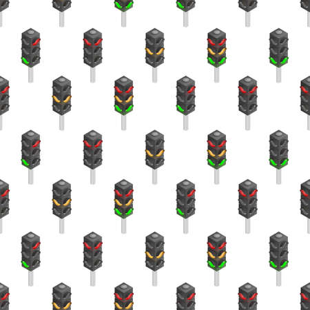 Traffic lights isometry pattern. A device for regulating the movement of vehicles on the road, increases the safety of movement.のイラスト素材