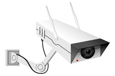 Security camera. New futuristic inconspicuous technology with gray microphone for video surveillance of property.のイラスト素材