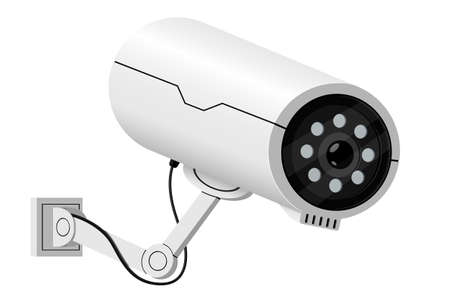 Security camera. New futuristic inconspicuous technology with gray microphone for video surveillance of property.のイラスト素材