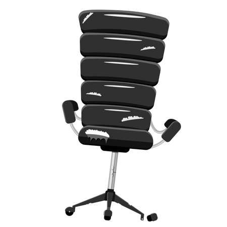 Old, damaged, large black office chair. Design of broken upholstered furniture.のイラスト素材
