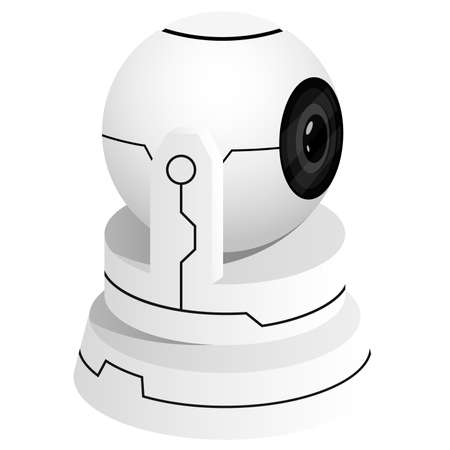 Security web camera. New futuristic inconspicuous technology with gray microphone for video surveillance of property.のイラスト素材