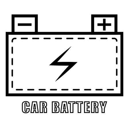 Battery for the car. Cool black power source icon in line style.のイラスト素材