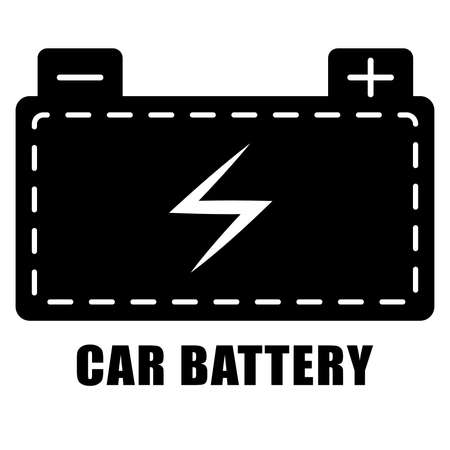 Battery for the car. Cool black power source icon in simple style.のイラスト素材