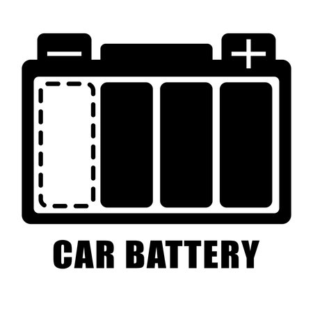 Battery for the car. Cool black power source icon in simple style.のイラスト素材