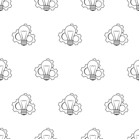 Line light bulb with gears. Seamless pattern.のイラスト素材
