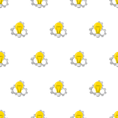 A light bulb with gears. Seamless pattern. Vector illustrations for all websites and companies that teach new skills.のイラスト素材