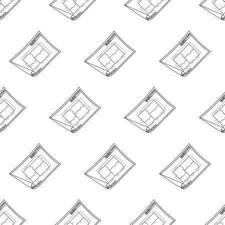 Technical drawing pattern line. Nice new drawing of blue drawing paper with house drawing. For builders and mechanics.のイラスト素材