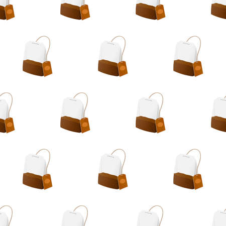 Tea bag seamless pattern. Cool new realistic tea images for advertising campaigns or blogs.のイラスト素材