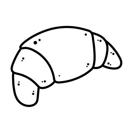 Croissant line. Big beautiful mouth-watering croissant for recipes and menus. Bakery product.のイラスト素材