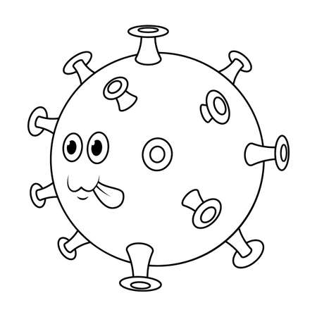 Cute beautiful cartoon coronavirus iconのイラスト素材