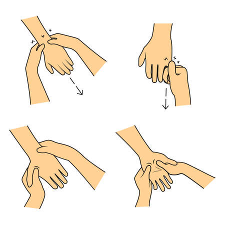 Massage. Yumeiho therapy. Instructions for performing massage techniquesのイラスト素材