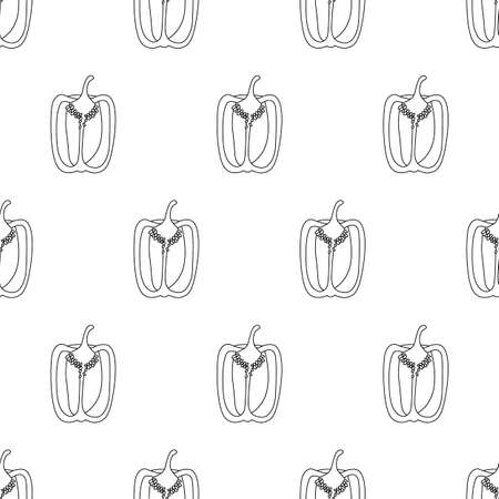 Green pepper line pattern. Beautiful shiny healthy green vegetable for salads, sauces and stuffed dishes.のイラスト素材