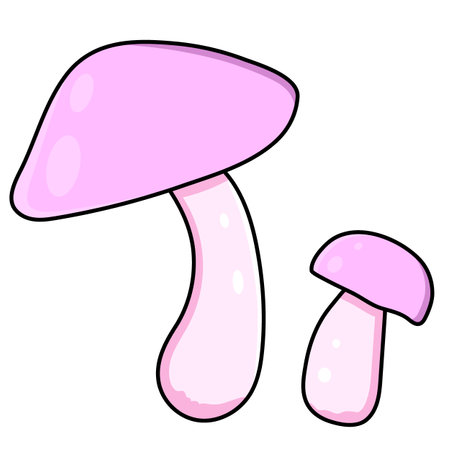 Mushroom. Beautiful autumn forest large cartoon mushroom pink.のイラスト素材